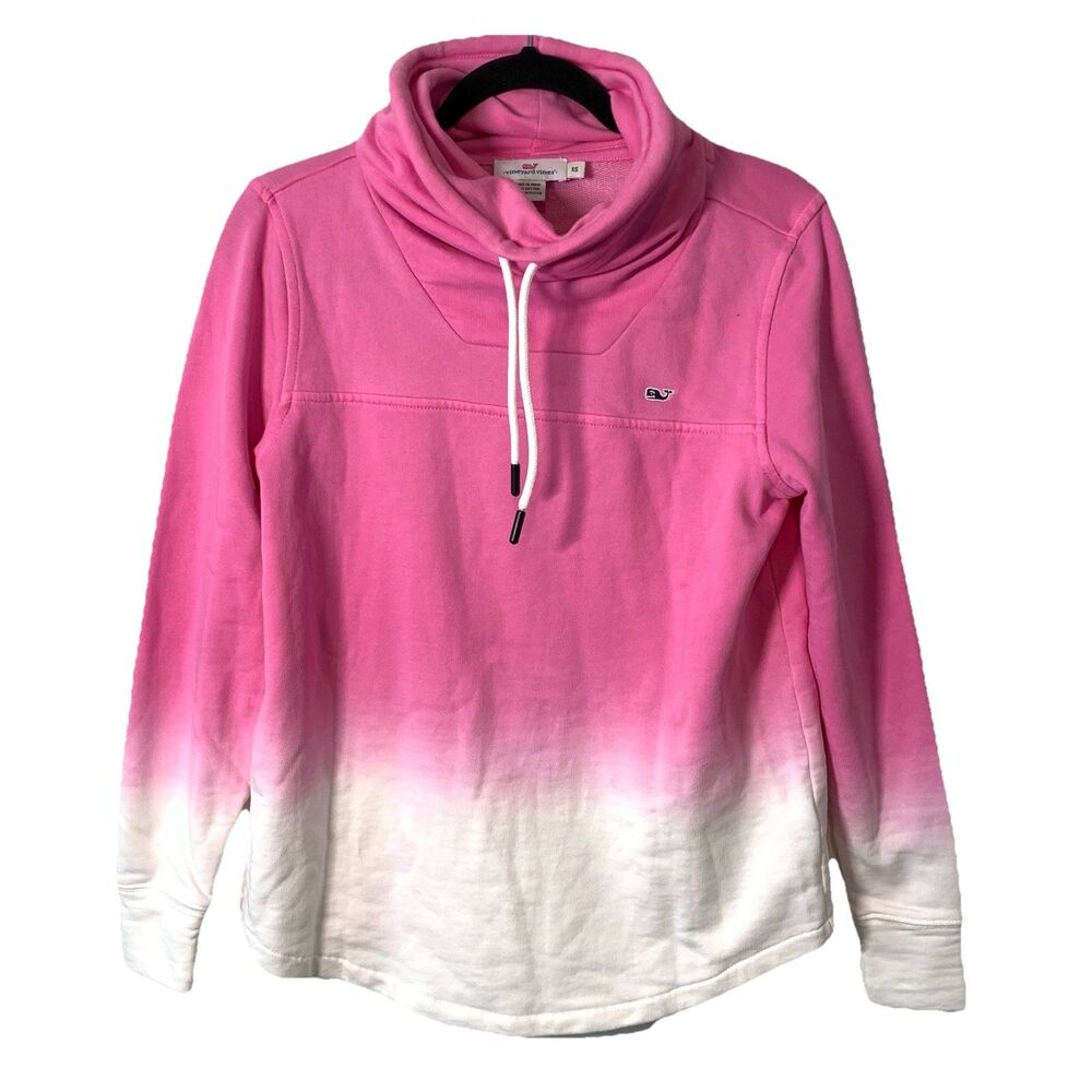 Vineyard Vines Womens XS Hoodie Sweatshirt Cowl Next Ombré Pink Tie Dye